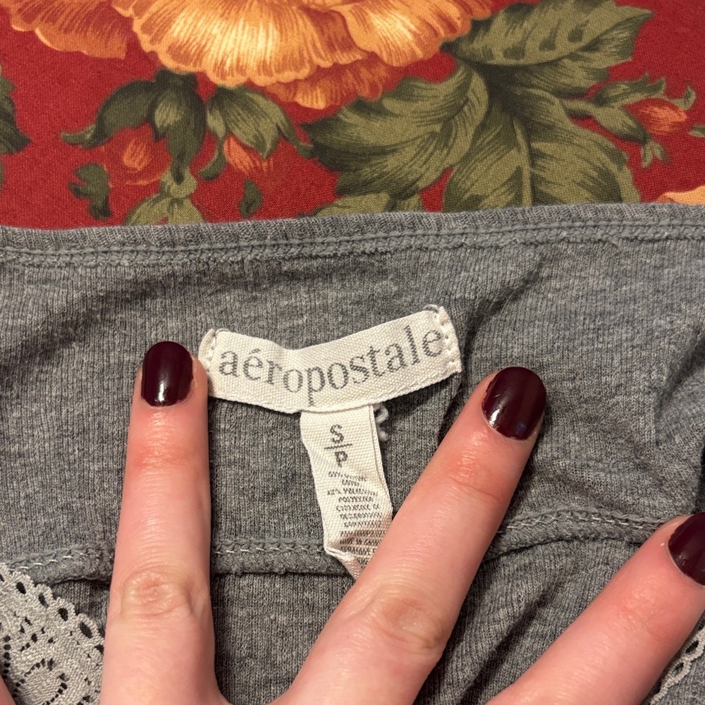 Aeropostale Gray Lace Trim Tank Top - Picture 6 of 6